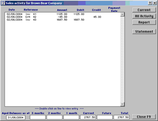 ledger activity debtors